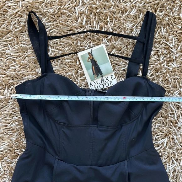 A.W.A.K.E. MODE Layered Wool-Blend Midi Dress Black Size 10 - Picture 5 of 11